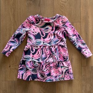 Lilly Pulitzer Girls Arlette Dress Flock to the Top Flamingo Size XS 2-3 EUC